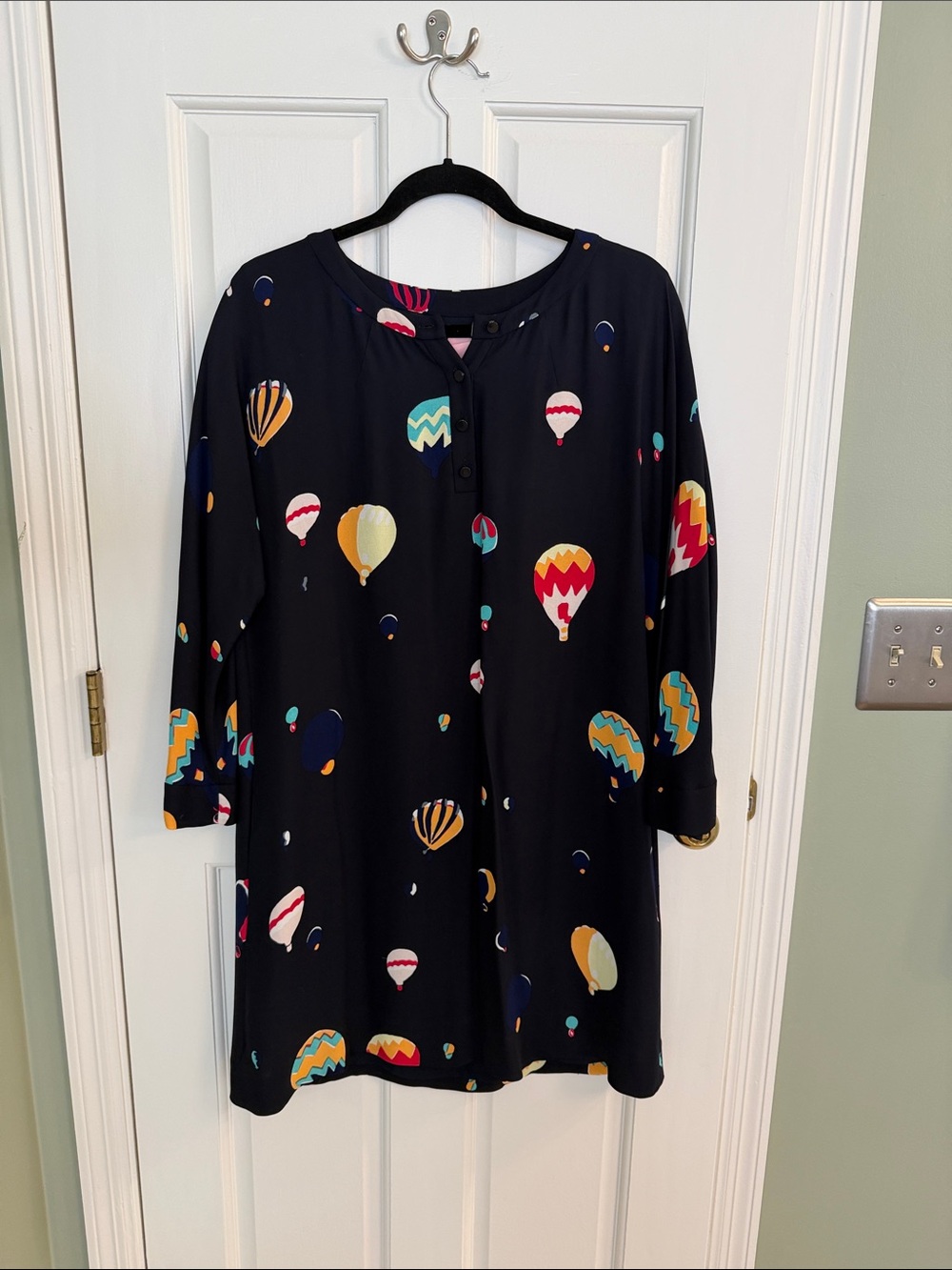 kate spade Black Tunic Dress with Multicolor Hot Air Balloon Print